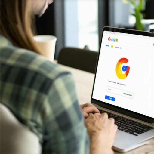 Business owner optimizing Google My Business profile on laptop