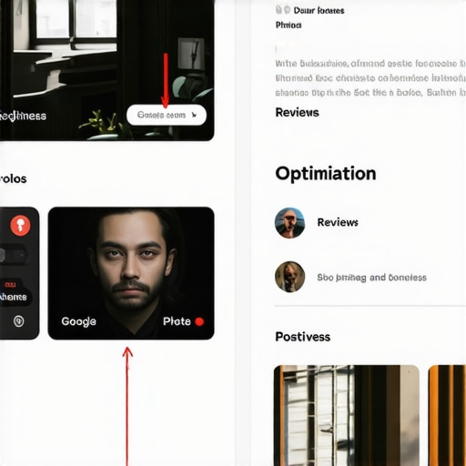 Pantalla de edición de perfil de Google My Business con secciones resaltadas para mejorar la visibilidad.