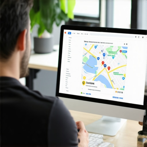Business owner working on Google My Business profile on a computer in Washington