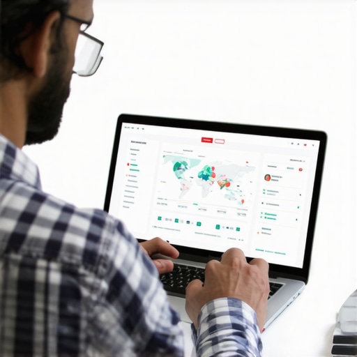 Profesional revisando datos de Google Maps y análisis de SEO en su computadora