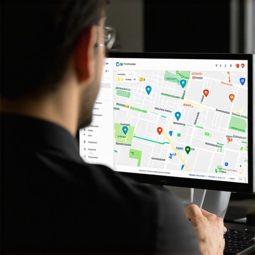 Persona revisando métricas de Google My Business en su ordenador con mapas de DC