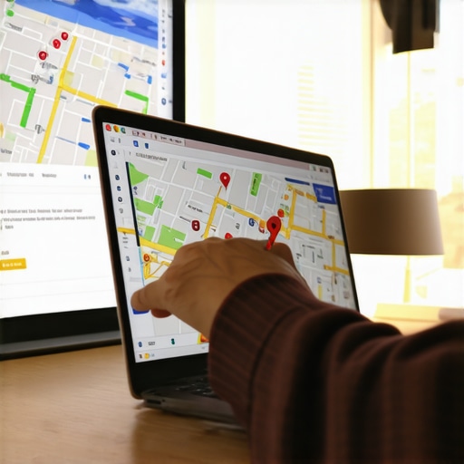 Usuario analizando datos de SEO local en su computadora con Google Maps visible