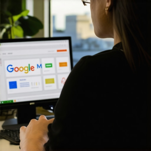 Persona gestionando perfil de Google My Business en un entorno de oficina en Washington DC