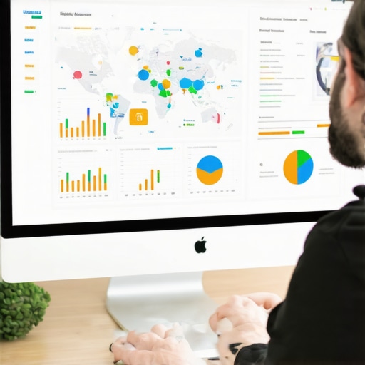 Profesional analizando datos y herramientas de SEO local en un ordenador para mejorar la visibilidad en Google Maps en Washington DC.