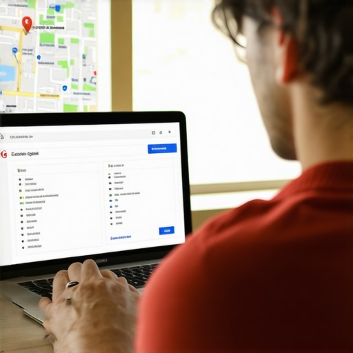 Persona usando software de análisis para mejorar visibilidad en Google Maps