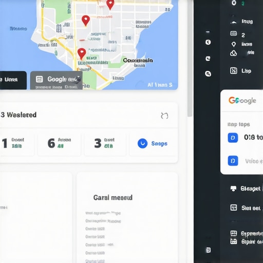 Pantalla de un panel de control con métricas de SEO y Google Maps