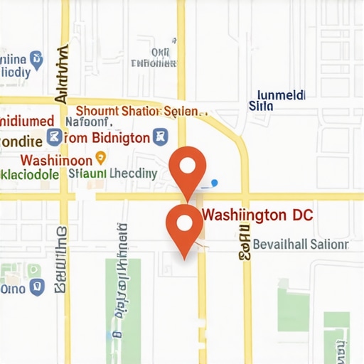Mapa digital resaltando perfiles de negocios en Washington, DC