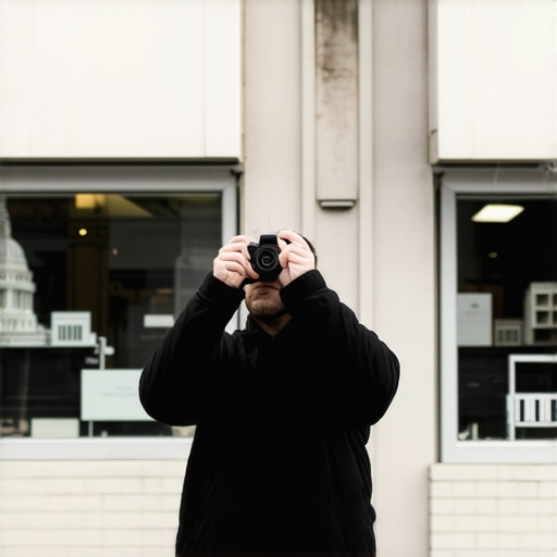 Propietario de negocio en Washington DC mejorando su perfil de Google My Business mostrando el exterior de su tienda.