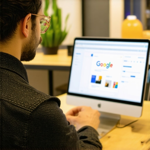 Business owner updating Google My Business profile on a computer in Washington DC
