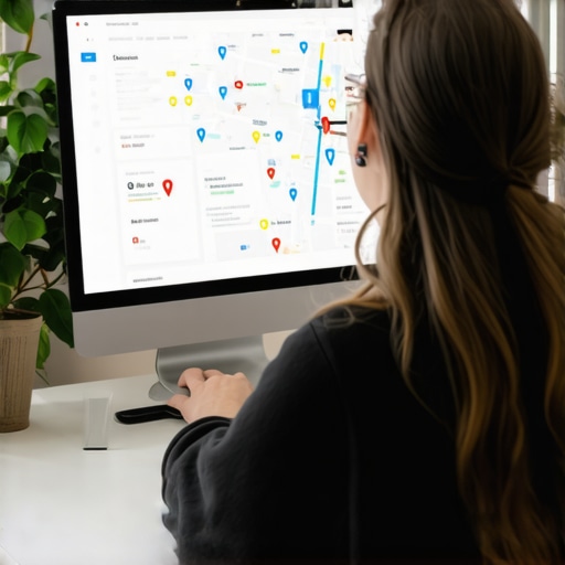 Persona usando herramientas digitales para mantener visibilidad en Google Maps
