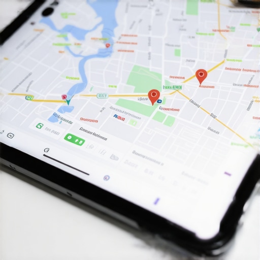 Pantalla de una tablet con datos analíticos de SEO y mapas de Washington DC