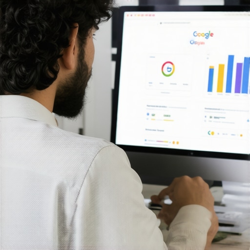 Persona analizando métricas y reseñas en Google My Business desde su oficina en DC