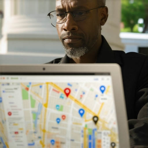 Business owner optimizing Google Maps profile in Washington DC