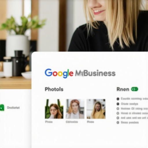 Propietario de negocio en Washington DC actualizando su perfil de Google My Business con fotos nuevas