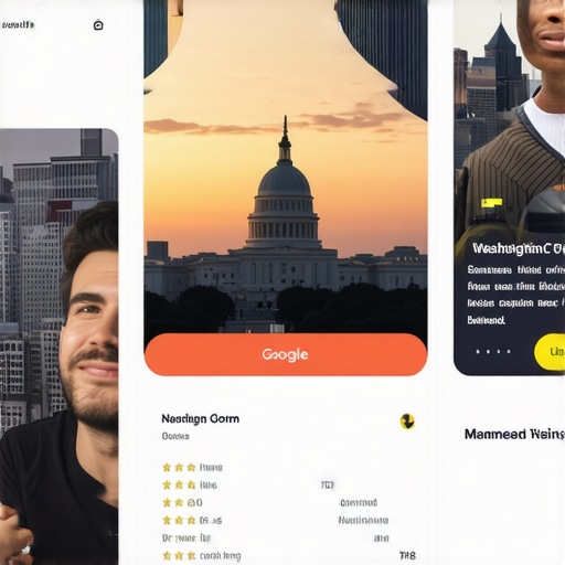 Vista de perfil de Google My Business en Washington DC destacando reseñas y publicaciones