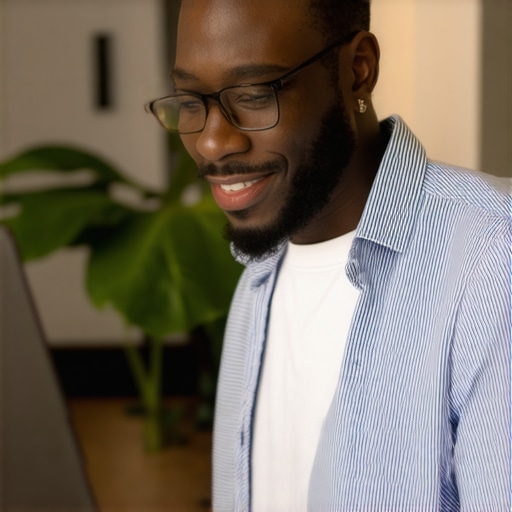 Business owner optimizing Google My Business profile from a laptop in Washington DC.